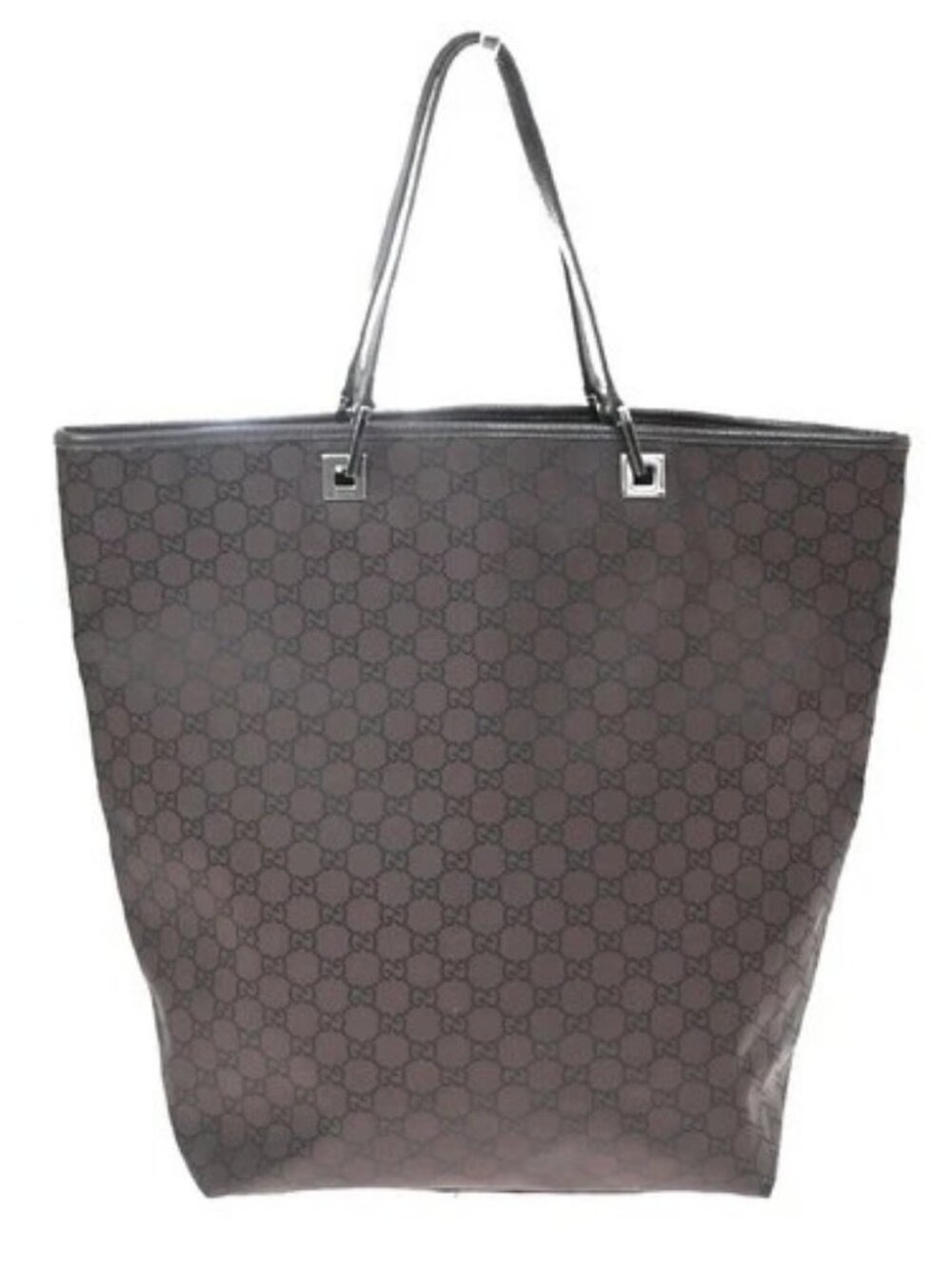 GUCCI Logo GG Pattern Shoulder Tote Bag Canvas Leather Brown SHW Italy 62KD708